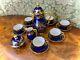 Vintage Lindner Kueps Bavaria Echt Cobalt Blue And Gold 17pc Coffee/tea Set
