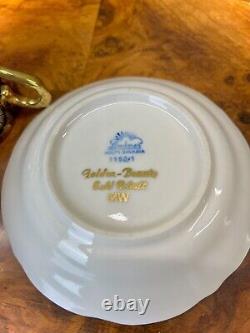 Vintage Lindner Kueps Bavaria Echt Cobalt Blue and Gold 17pc Coffee/Tea Set