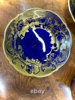 Vintage Lindner Kueps Bavaria Echt Cobalt Blue and Gold 17pc Coffee/Tea Set