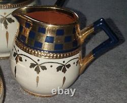 Vintage Lingard Art Deco Tea/Coffee Set Black/Gold/Cream With added Lid Patent