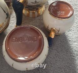 Vintage Lingard Art Deco Tea/Coffee Set Black/Gold/Cream With added Lid Patent