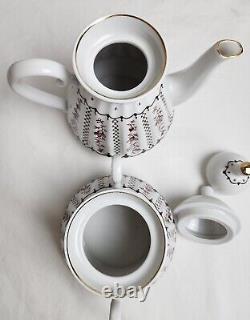 Vintage Lomonosov Russia Floral 16 Piece Porcelain Coffee Tea Set