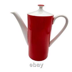 Vintage MCM coffee set Japan red white OCM coffee pot six cups ceramic