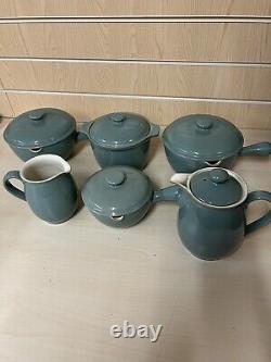 Vintage Manor Green Denby X6 Items Soup Bowls Lidded Jug Coffee Pot Casserole