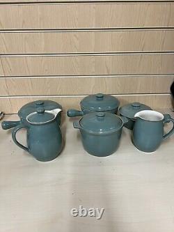 Vintage Manor Green Denby X6 Items Soup Bowls Lidded Jug Coffee Pot Casserole