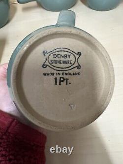 Vintage Manor Green Denby X6 Items Soup Bowls Lidded Jug Coffee Pot Casserole