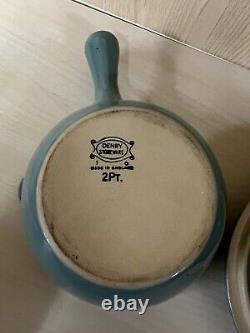 Vintage Manor Green Denby X6 Items Soup Bowls Lidded Jug Coffee Pot Casserole