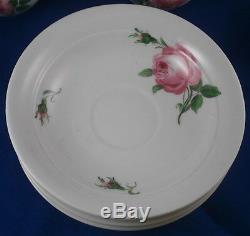 Vintage Meissen Porcelain Pink Rose Chocolate / Coffee Set Porzellan Service