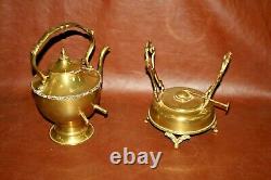 Vintage Mexican Brass 7-pc Coffee & Tea Set with Kettle, Pots, Cream & Sugar, Tray