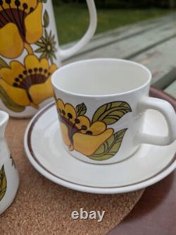 Vintage Mid Century J&G Meakin J & G Coffee Set Original Box Bermuda Sunflower