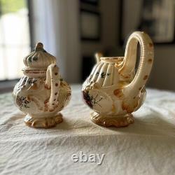 Vintage Mid Century Majolica Tea Coffee Set Rose Floral Italy Capodimonte 14pc