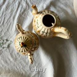 Vintage Mid Century Majolica Tea Coffee Set Rose Floral Italy Capodimonte 14pc