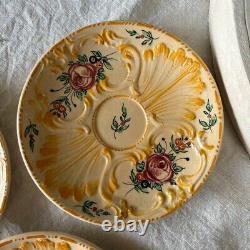 Vintage Mid Century Majolica Tea Coffee Set Rose Floral Italy Capodimonte 14pc