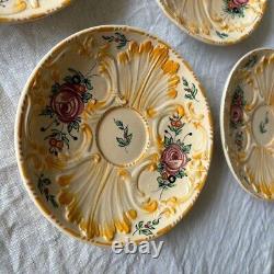 Vintage Mid Century Majolica Tea Coffee Set Rose Floral Italy Capodimonte 14pc