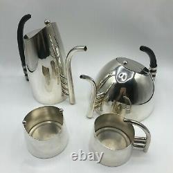 Vintage Mid-Century Modernist Contemporary Coffee Tea Set Silver Made in India