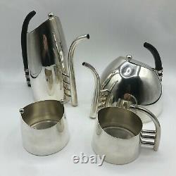 Vintage Mid-Century Modernist Contemporary Coffee Tea Set Silver Made in India