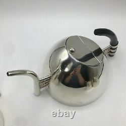 Vintage Mid-Century Modernist Contemporary Coffee Tea Set Silver Made in India