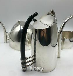 Vintage Mid-Century Modernist Contemporary Coffee Tea Set Silver Made in India