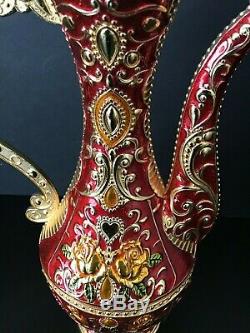 Vintage Middle Eastern / Moroccan Enameled Tea Or Coffee Set