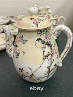 Vintage Mikori Birds Japanese Eggshell Tea/Coffee Set