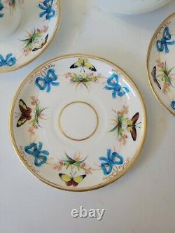 Vintage Minton Tea Coffee Set, butterfly and turquoise ribbon bow
