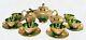 Vintage Murano Venetian Trefuochi Green 24kt Gold Glass Tea Coffee 17 Piece Set