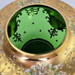 Vintage Murano Venetian Trefuochi Green 24kt Gold Glass Tea Coffee 17 Piece Set