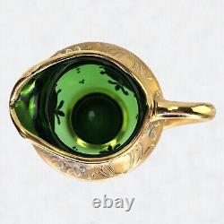 Vintage Murano Venetian Trefuochi Green 24kt Gold Glass Tea Coffee 17 Piece Set