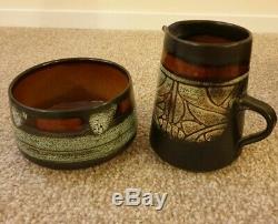 Vintage Newlyn Celtic Pottery Coffee Set