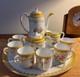 Vintage Noritake Hand Painted Demitasse Coffee Set Yellow Floral & Gold Trim
