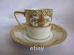 Vintage Noritake Japanese Gold Encrusted Coffee Set 44318 Cups Saucers Flowers