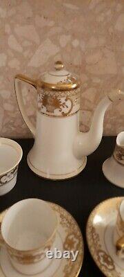 Vintage Noritake Japanese Gold Encrusted Coffee Set 44318 Cups Saucers Flowers