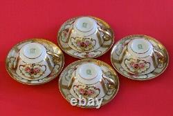 Vintage Noritake Tea/Coffee Pot Set Cups Saucers Pink Roses Gold Encrusted