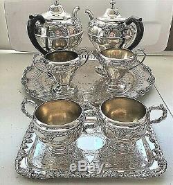 Vintage Old English Reproduction Silver Plate on Copper Grapes Tea Coffee set