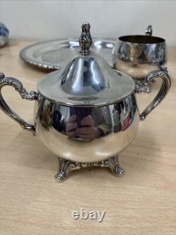 Vintage Oneida (USA) Silver Plated Coffee / Tea Serving Set Tray Pot Bowl Jug