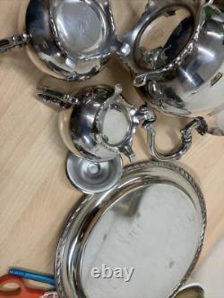 Vintage Oneida (USA) Silver Plated Coffee / Tea Serving Set Tray Pot Bowl Jug