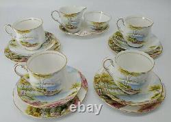 Vintage PARAGON Cliffs of Dover Tea Coffee 15 Pc Set Cups Plates Saucers Sugar