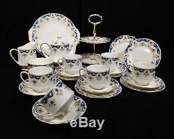 Vintage Paragon China Tea / Coffee Set For 6 People / Blue Boniston & Cake Stand