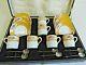 Vintage Paragon Porcelain Rockingham Yellow Coffee Set With 6 Silver Spoons Rare