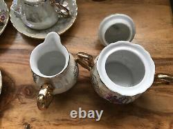 Vintage Pearlised Lustre Fragonard Lovers Japan Porcelain Coffee Tea Set