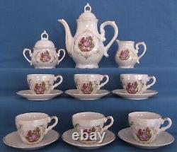 Vintage Pearlised Lustre Fragonard Lovers Japan Porcelain Coffee Tea Set Music