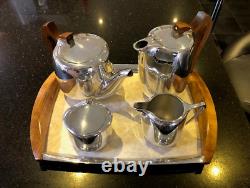 Vintage Picquot Ware 5 Piece Tea and Coffee Set with Tray Made in England