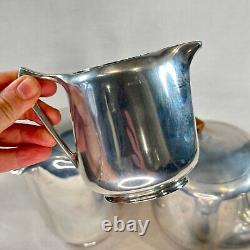 Vintage Picquot Ware Tea Coffee Set 4pc 1960s Teak Handles Retro