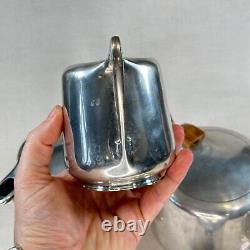 Vintage Picquot Ware Tea Coffee Set 4pc 1960s Teak Handles Retro