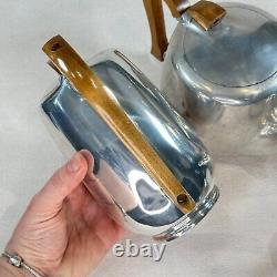 Vintage Picquot Ware Tea Coffee Set 4pc 1960s Teak Handles Retro