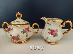 Vintage Pink Rose & Gold Decorated Bareuther Bavaria Porcelain Coffee Set VGC
