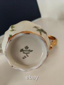Vintage Pink Rose & Gold Decorated Bareuther Bavaria Porcelain Coffee Set VGC