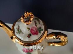 Vintage Pink Rose & Gold Decorated Bareuther Bavaria Porcelain Coffee Set VGC