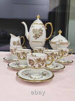 Vintage Pirkenhammer Cezch, Embossed, Pedestal Coffee Set. Absolutely Stunning