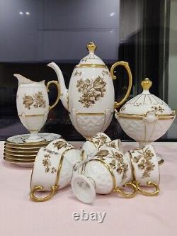 Vintage Pirkenhammer Cezch, Embossed, Pedestal Coffee Set. Absolutely Stunning